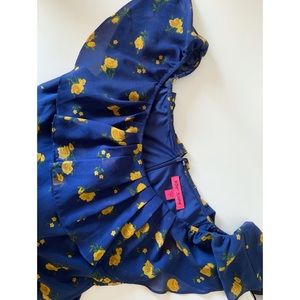 Betsey Johnson Blue & Yellow Flower Jumpsuit